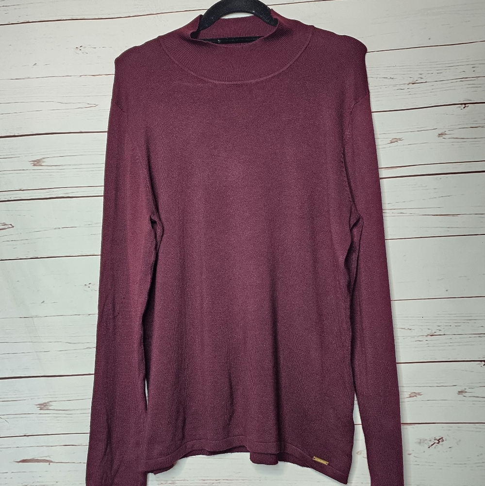 T Tahari Bourgogne Long Sleeve Mock Turtleneck Sweater